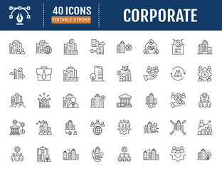 Corporate icon set. Editable stroke. Vector
illustration