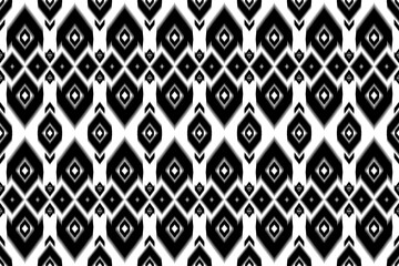Ethnic seamless, Ikat patterns with simple shapes. Tribal and ethnic fabrics. Simple geometric pattern elements are best used in design, textile printing.