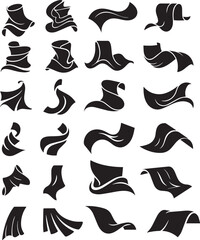 Obraz premium Set of abstract scroll or ribbon vector graphic illustrations in different shape