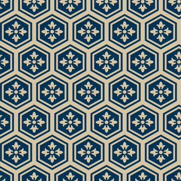Pattern Seamless Japanese Kikkou Hexagon Flower