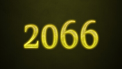Neon glowing yellow number of 2066 on dark background.