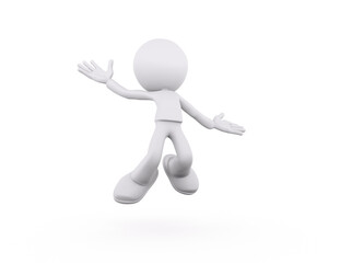 3D character jumping joyfully in an abstract space representing freedom and excitement