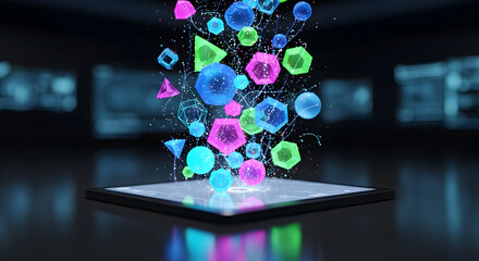 Fototapeta premium Photo shows the concept of time in the digital age'birthday cake with candles'merry christmas and happy new year celebration'fiber optic fiber optic background'binary code background'fountain at night