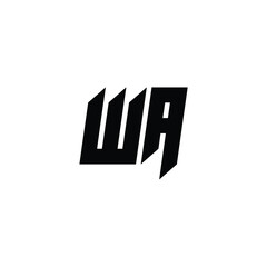 WA monogram logo design letter text name symbol monochrome logotype alphabet character simple logo