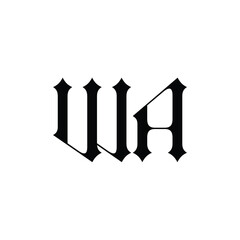 WA monogram logo design letter text name symbol monochrome logotype alphabet character simple logo