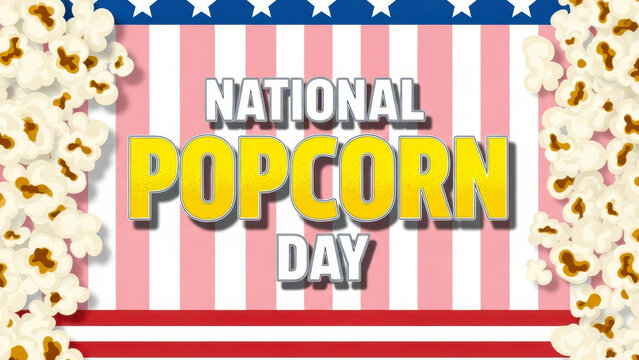 Celebrate national popcorn day with a festive american flag themed background and delicious popcorn