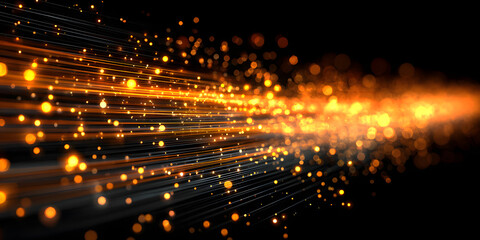 The modern tech background features glowing orange speed line beam explosion rays tails