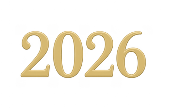 Gold 2026 year numeral celebrating new year future
