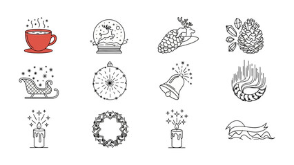 Festive Line Art: A collection of meticulously crafted line art illustrations celebrating the essence of holiday cheer, with a touch of elegance and whimsy.