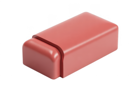 Pink rectangular object with rounded edges and a cut out section isolated on a transparent background