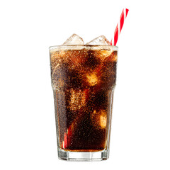 Dark Fizzy Drink with Straw on White Background