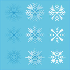 シンプルな雪の結晶のバリエーションセット