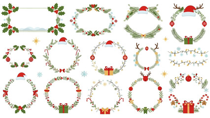 Festive Christmas Wreath Frames Holiday Vector Graphic Collection