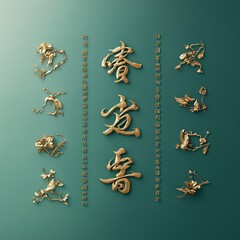 Artistic golden floral design elegant background digital artwork contemporary style close-up view cultural aesthetic