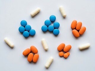 Assorted colorful pharmaceutical pills and capsules on a light background, symbolizing medicine, health, and treatment.