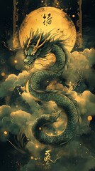 Mythical dragon artistry fantasy realm digital illustration ethereal atmosphere close-up view cultural symbolism
