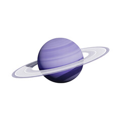 Fototapeta premium Purple striped planet with white rings in black void isolated on a transparent background