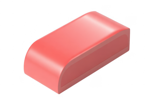 Rectangular pink object with rounded edges and layered interior isolated on a transparent background