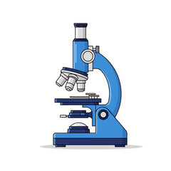Detailed illustration of a vibrant blue microscope for scientific research analysis tool