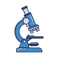 A cartoon blue microscope for scientific exploration and microbiological research analysis