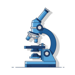 Detailed and precise vector illustration of a blue microscope for scientific study