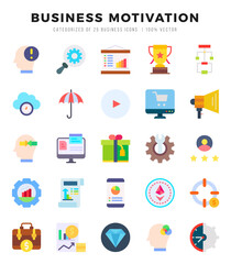 Set of BUSINESS MOTIVATION Icons Flat icons collection.