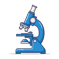 Blue microscope illustration for laboratory research and scientific investigation explorations