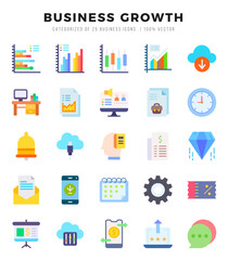 Business Growth Flat icons collection. Flat icons pack. Vector illustration