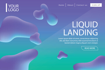Abstract liquid shapes with vibrant gradient colors and modern typography for a futuristic landing page design