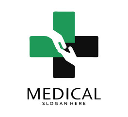 Medical pharmacy logo design template. vector logo. Medical icons