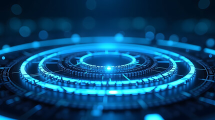 Abstract Blue Neon Circuit Board HUD Target Background