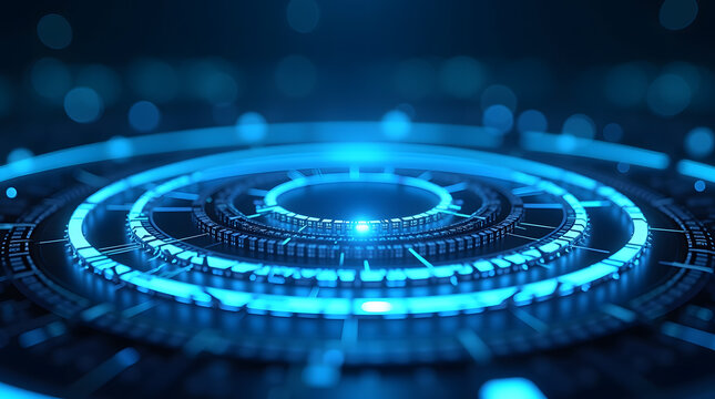Abstract Blue Neon Circuit Board HUD Target Background