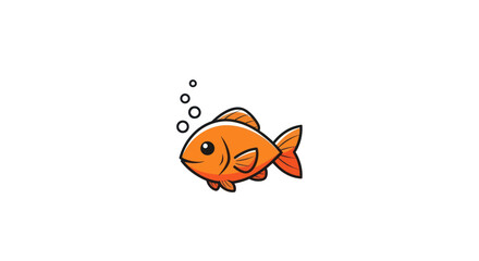 Cartoon goldfish illustration with bubbles on a white background