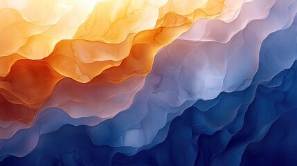 An abstract artwork featuring layered shapes with a gradient color scheme, creating a sense of depth and movement.