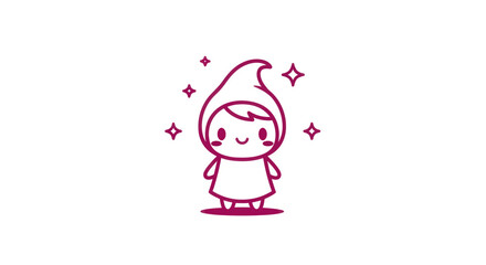 Cartoon illustration of a smiling figure with stars on white background