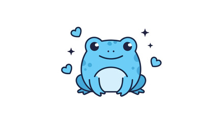 Cartoon frog illustration with hearts and stars on white background