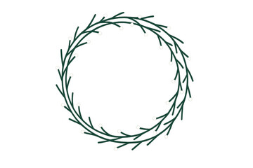 Green branch winter wreath with white berries