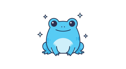 Cartoon frog illustration with sparkling effects isolated on white background