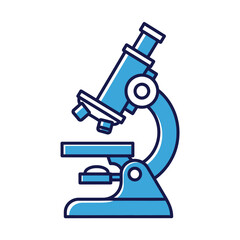 Illustration of blue microscope device for scientific research exploration in laboratory minimal