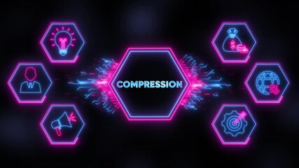ProcessinNeon Compression Tech Animation – Data Processing Conceptg... - Powered by Adobe