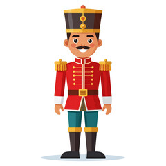 Merry Christmas Santa Claus with gifts, an elf, and a child in red costumes celebrating the December holiday season