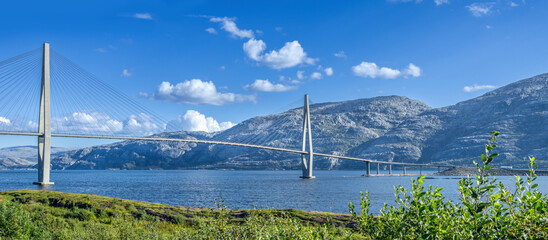 The Helgelandsbrua, a suspension bridge in Northern Norway