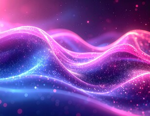 Fototapeta premium Abstract wavy, glowing, and colorful energy flowing on a dark background