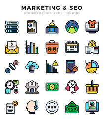 Set of Marketing & SEO Icons. Simple line art style icons pack.