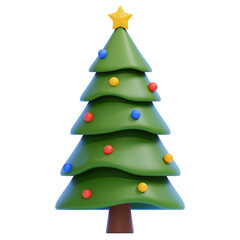 PNG 3D Christmas Pine Tree Icon Isolated on a White Background