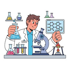 Scientific pursuit: Experimentation in the laboratory of chemistry and microscopic analysis