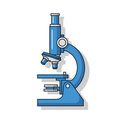 Stylized blue microscope graphic representing scientific exploration and discovery illustration