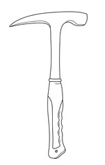 Vector illustration of a hammer. Simple line art tool drawing perfect for woodworking, carpentry, DIY projects, repair icons, construction designs, stickers, coloring pages and tool collections.