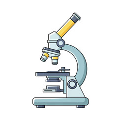 Detailed vector illustration of a scientific microscope for laboratory research and diagnostics