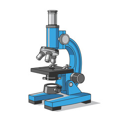 Detailed illustration of a laboratory microscope used for scientific examination and research